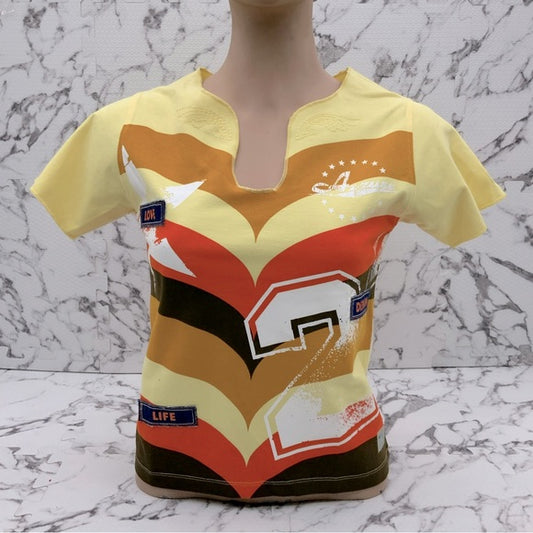 Women's Azzure Yellow | Wheat | Orange | Brown Short Sleeve Tee Shirt NWT