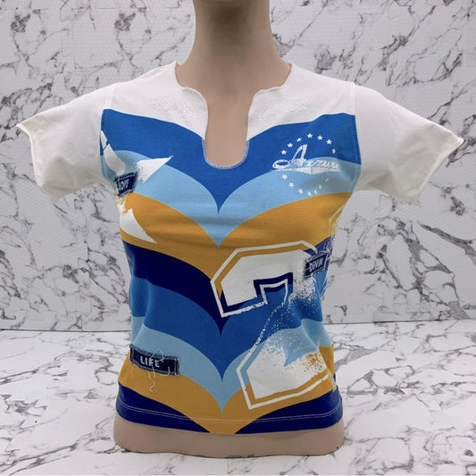 Women's Azzure White | Blue | Sky | Wheat Short Sleeve Tee Shirt NWT