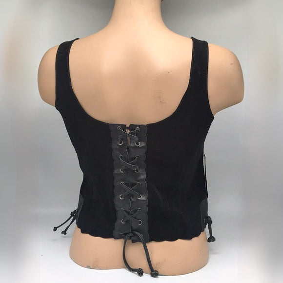 Women’s Playboy Black 100% Genuine Leather/Suede Corset NWT