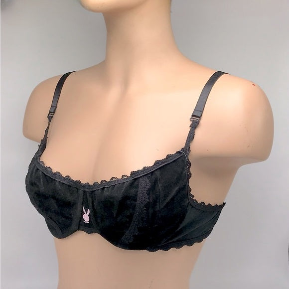 Women’s Playboy Black Suede Bra NWT