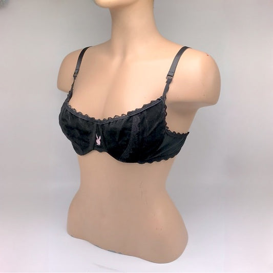 Women’s Playboy Black Suede Bra NWT