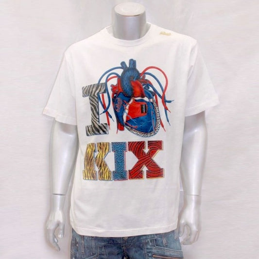 Men's Parish White "I Love Kix" Short Sleeve Tee Shirt NWT