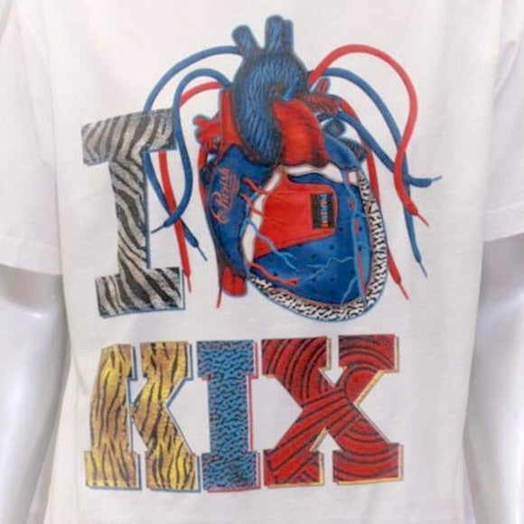 Men's Parish White "I Love Kix" Short Sleeve Tee Shirt NWT