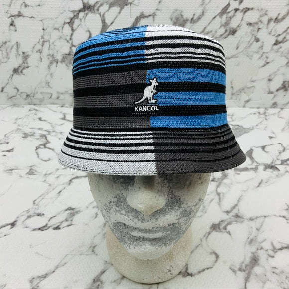 Men's Kangol Digital Stripes Bin Grey | Blue | White | Black Bucket Hats NWT