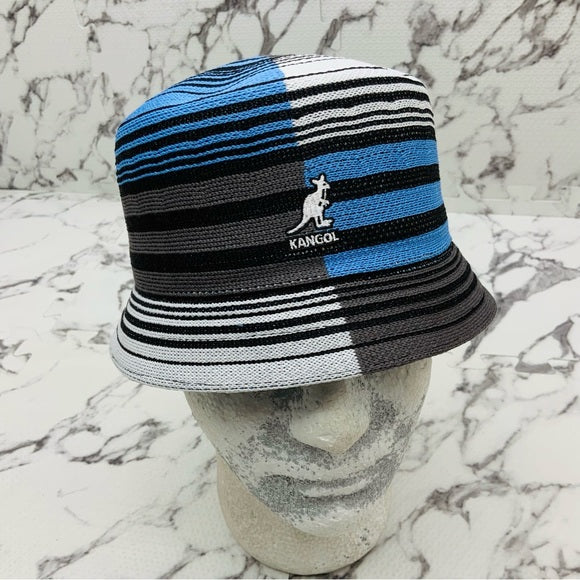 Men's Kangol Digital Stripes Bin Grey | Blue | White | Black Bucket Hats NWT