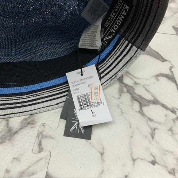 Men's Kangol Digital Stripes Bin Grey | Blue | White | Black Bucket Hats NWT