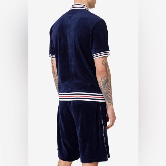 Men’s Fila Navy | White | Red Velour Short Set NWT