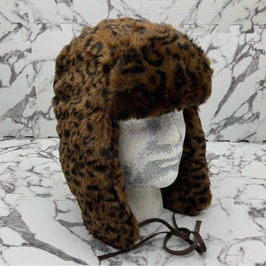 Men's Kangol Leopard Faux Fur Trapper Hat NWT