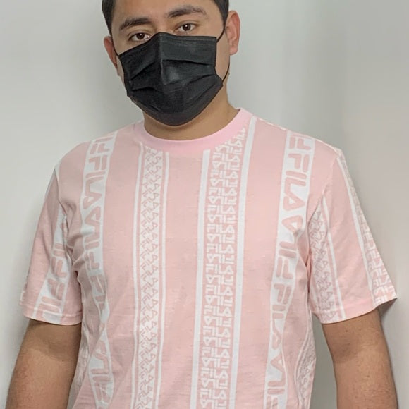 Men's Fila Pink | White Short Sleeve Tee Shirt
