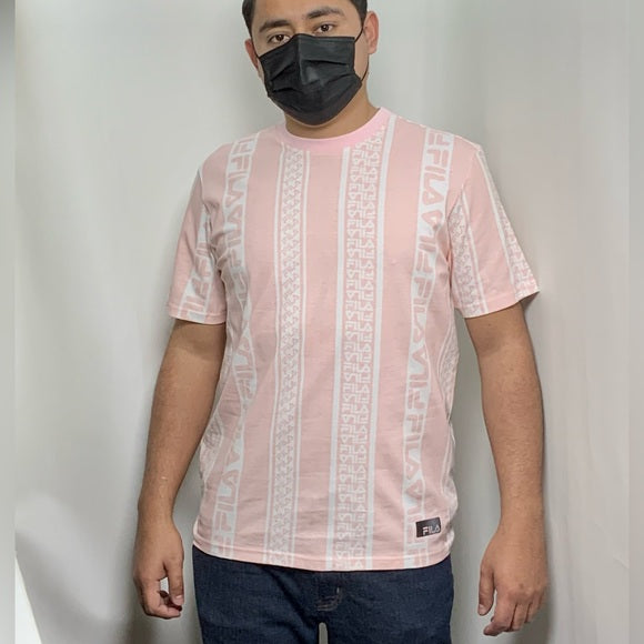 Men's Fila Pink | White Short Sleeve Tee Shirt
