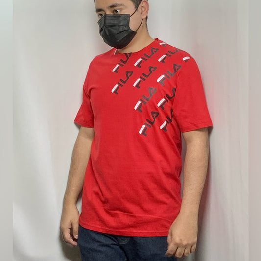 Men's Fila Red | Black Short Sleeve Tee Shirt