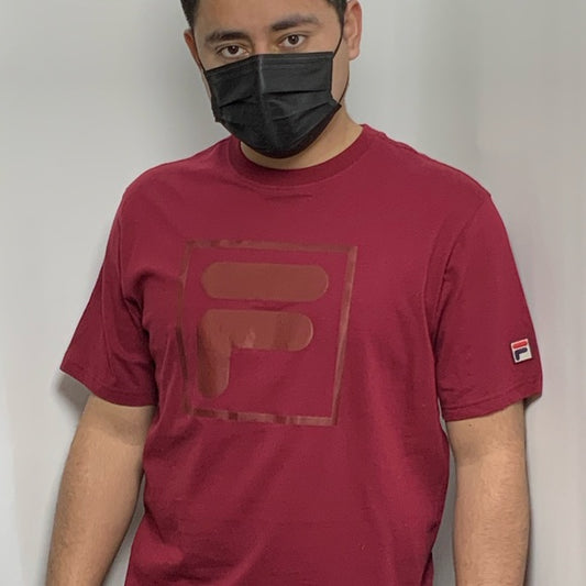 Men's Fila Burgundy Short Sleeve Tee Shirt