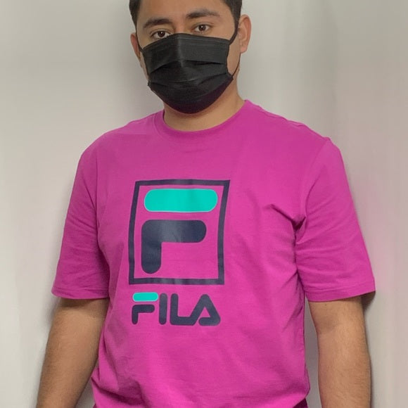 Men's Fila Fuschia | Black Short Sleeve Tee Shirt