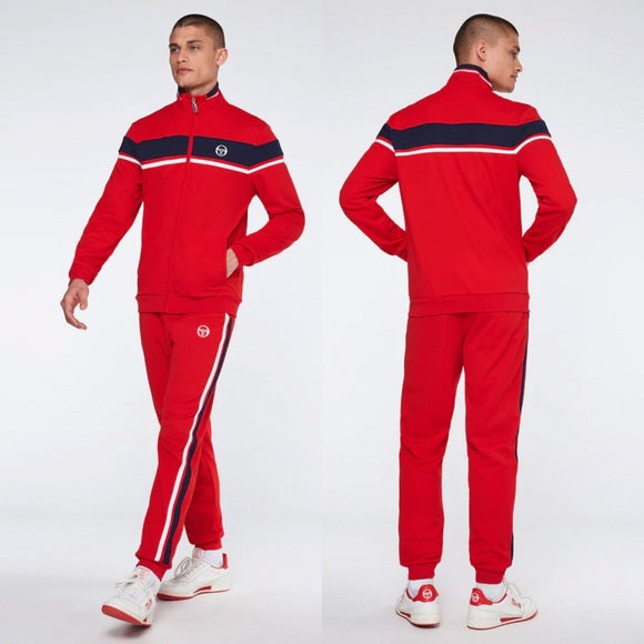 Men’s Sergio Tacchini Red Navy White Casual Tracksuit NWT