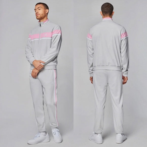 Men’s Sergio Tacchini Lt Grey | Pink | White Casual Tracksuit NWT