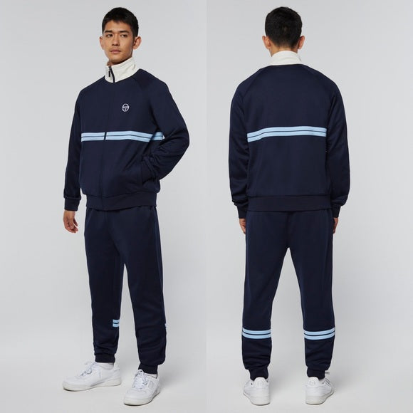 Men’s Sergio Tacchini Navy | Natural | Sky Blue Striped Casual Tracksuit NWT