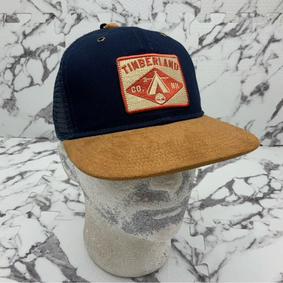 Men’s Timberland Blue Denim Wheat Suede Trucker Hat NWT