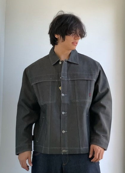 Men's Davoucci Charcoal Grey Casual Denim Jacket NWT