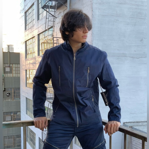 Men’s Classic Navy Blue Full Zipped Casual Jacket NWT