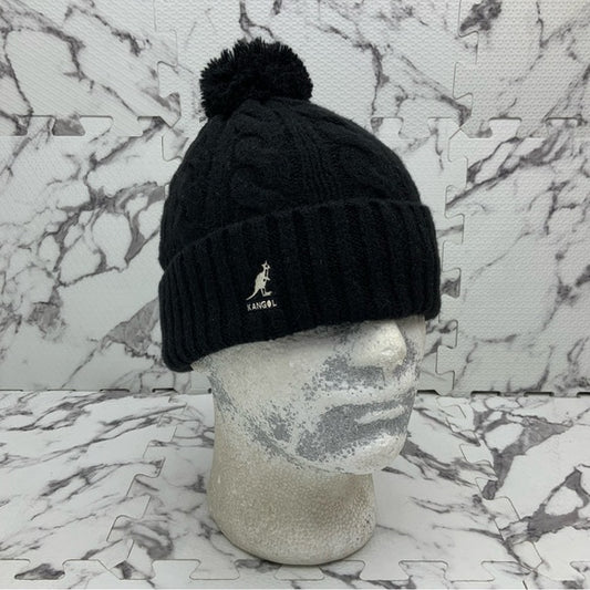 Men's Kangol Pom Pom Cuff Pull On Black Casual Beanies NWT