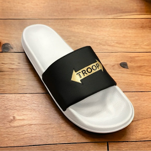 Men’s Troop White | Black | Gold Arrow Slides NWT