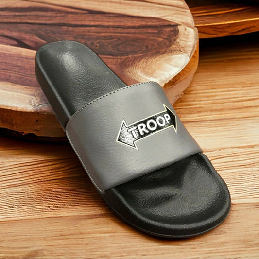 Men's Troop Arrow Slide Grey | Black Flip Flops NWT