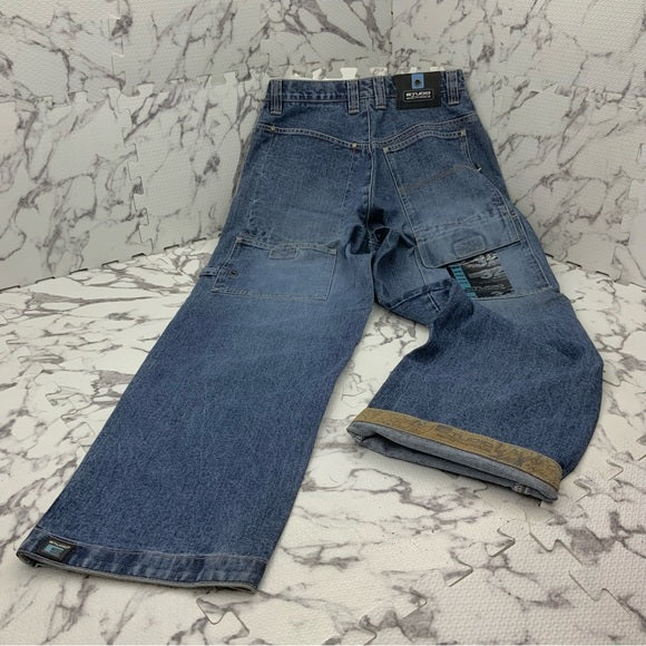 Men's Studio by Southpole Duffy Duck Blue | Distressed Cuff Wide Leg Denim Pants NWT