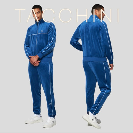 Men’s Sergio Tacchini Electric Blue Velour Tracksuit NWT