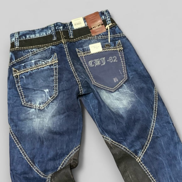 Men's Cipo & Baxx C1088 Blue | Black Regular Fit Denim Pants