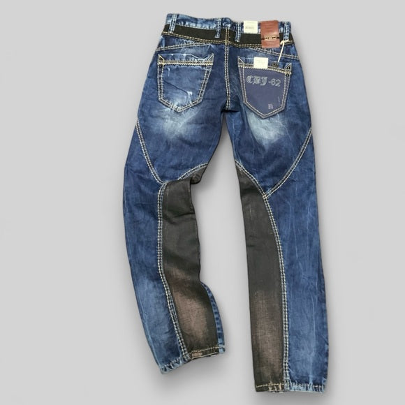 Men's Cipo & Baxx C1088 Blue | Black Regular Fit Denim Pants