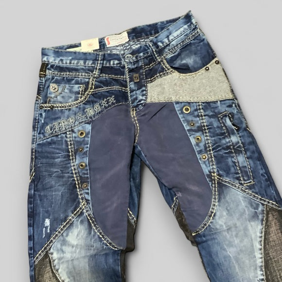 Men's Cipo & Baxx C1088 Blue | Black Regular Fit Denim Pants