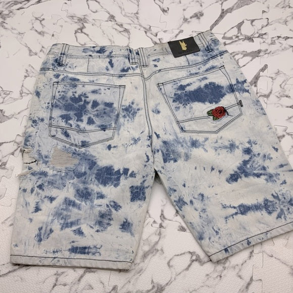 Men's Makobi Bleached Blue Denim Shorts NWT