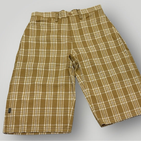 Men's Sean John Plaid Wheat | White Casual Shorts NWT