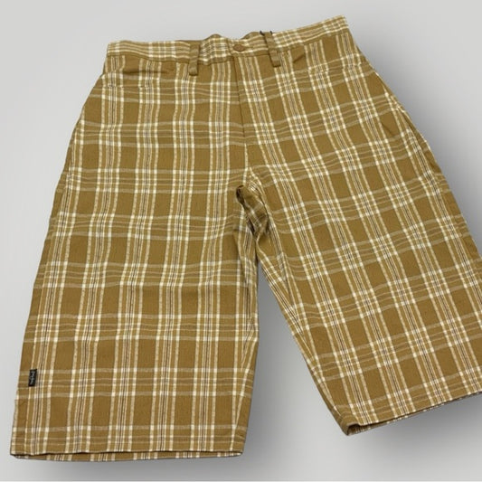 Men's Sean John Plaid Wheat | White Casual Shorts NWT