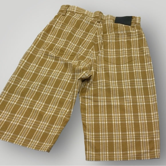 Men's Sean John Plaid Wheat | White Casual Shorts NWT