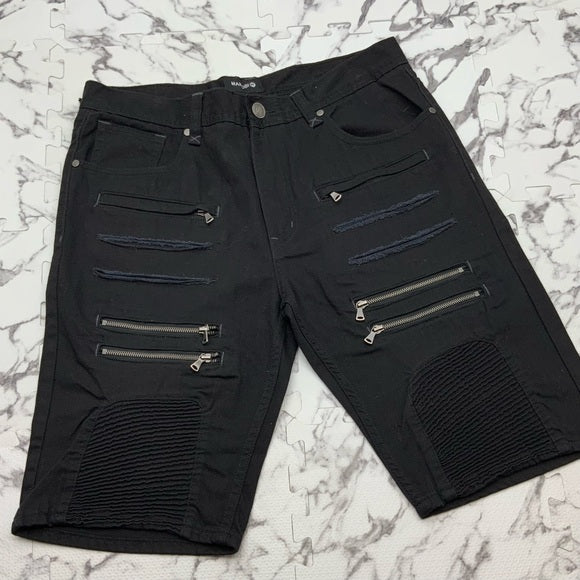 Men's Makobi Black Zip Denim Shorts NWT