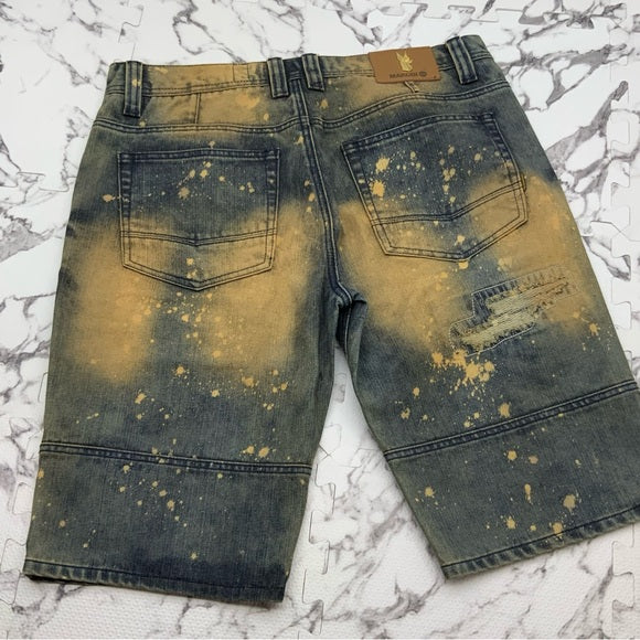 Men's Makobi Distressed Vintage Wash Denim Shorts NWT