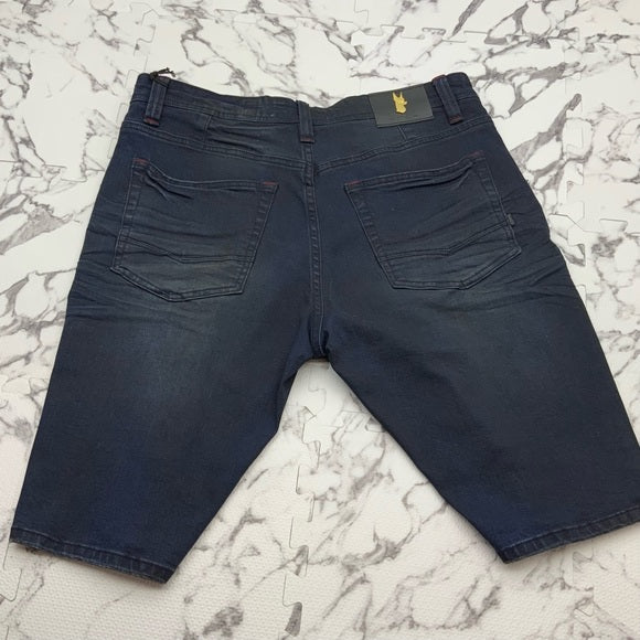 Men's Makobi Coated Navy Ripped Denim Shorts NWT
