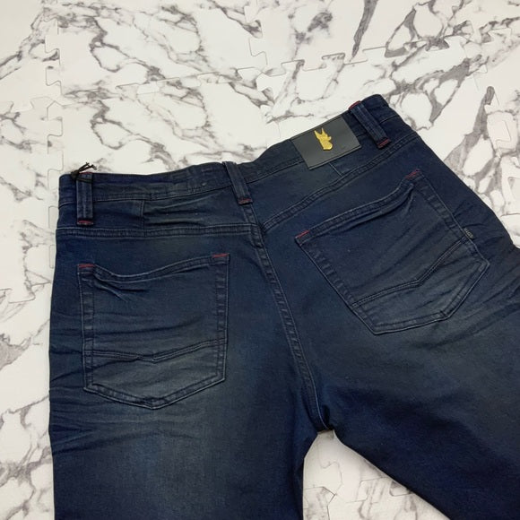 Men's Makobi Coated Navy Ripped Denim Shorts NWT