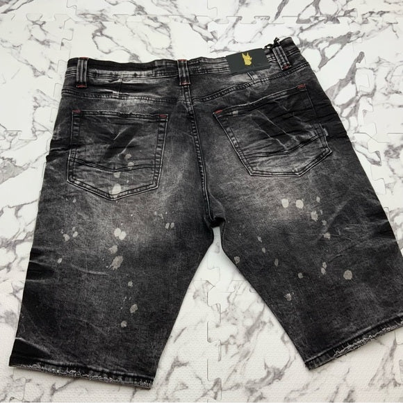 Men's Makobi Black | White Denim Shorts NWT
