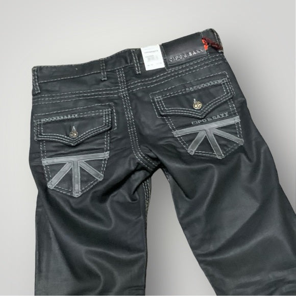 Men's Cipo & Baxx CD295 Black Wax Denim Pants