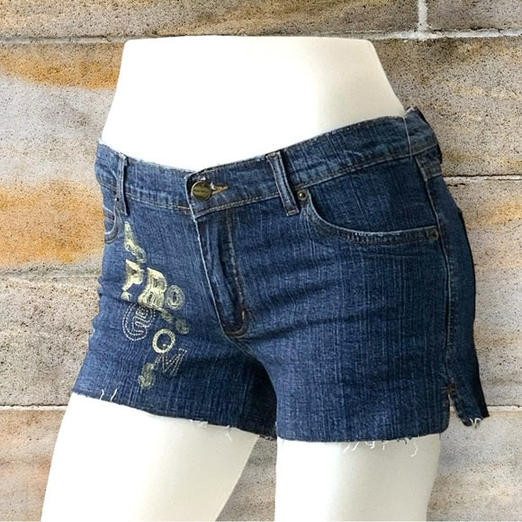 Women’s Apple Bottoms Blue | Gold Denim Shorts NWT