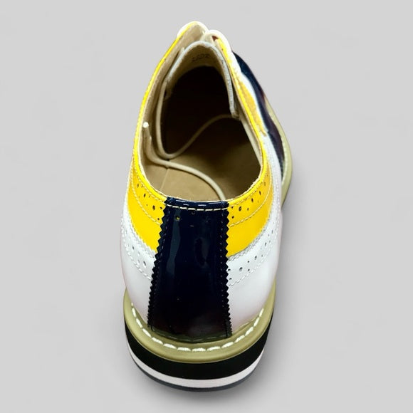 Men's Angelino Yellow | White | Navy Patent Casual Sneakers NWT