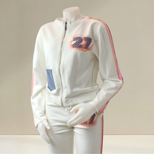 Women's Azzure Vintage White | Neón Pink | Denim Blue Capri Tracksuit NWT