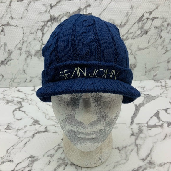 Men's Sean John Navy Brim Beanie NWT