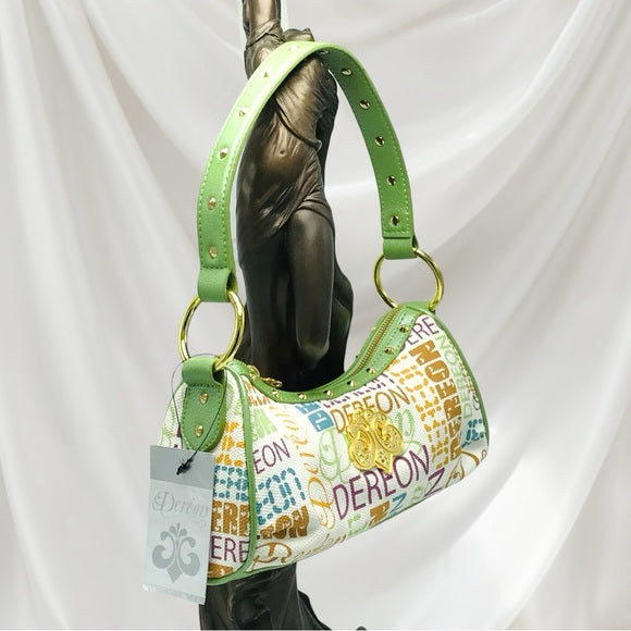 Women’s Dereon Off White | Green Designer Handbag NWT