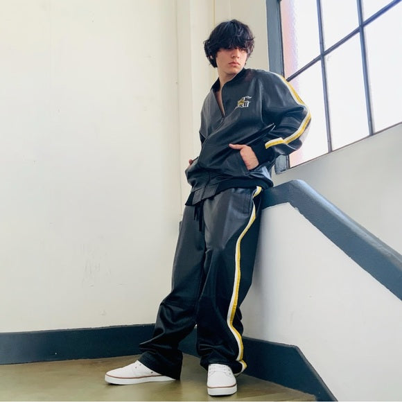 Men’s Troop Black | Yellow | White Genuine Leather Tracksuit NWT