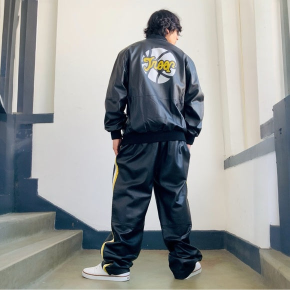 Men’s Troop Black | Yellow | White Genuine Leather Tracksuit NWT