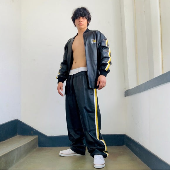 Men’s Troop Black | Yellow | White Genuine Leather Tracksuit NWT