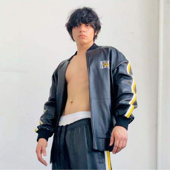 Men’s Troop Black | Yellow | White Genuine Leather Tracksuit NWT